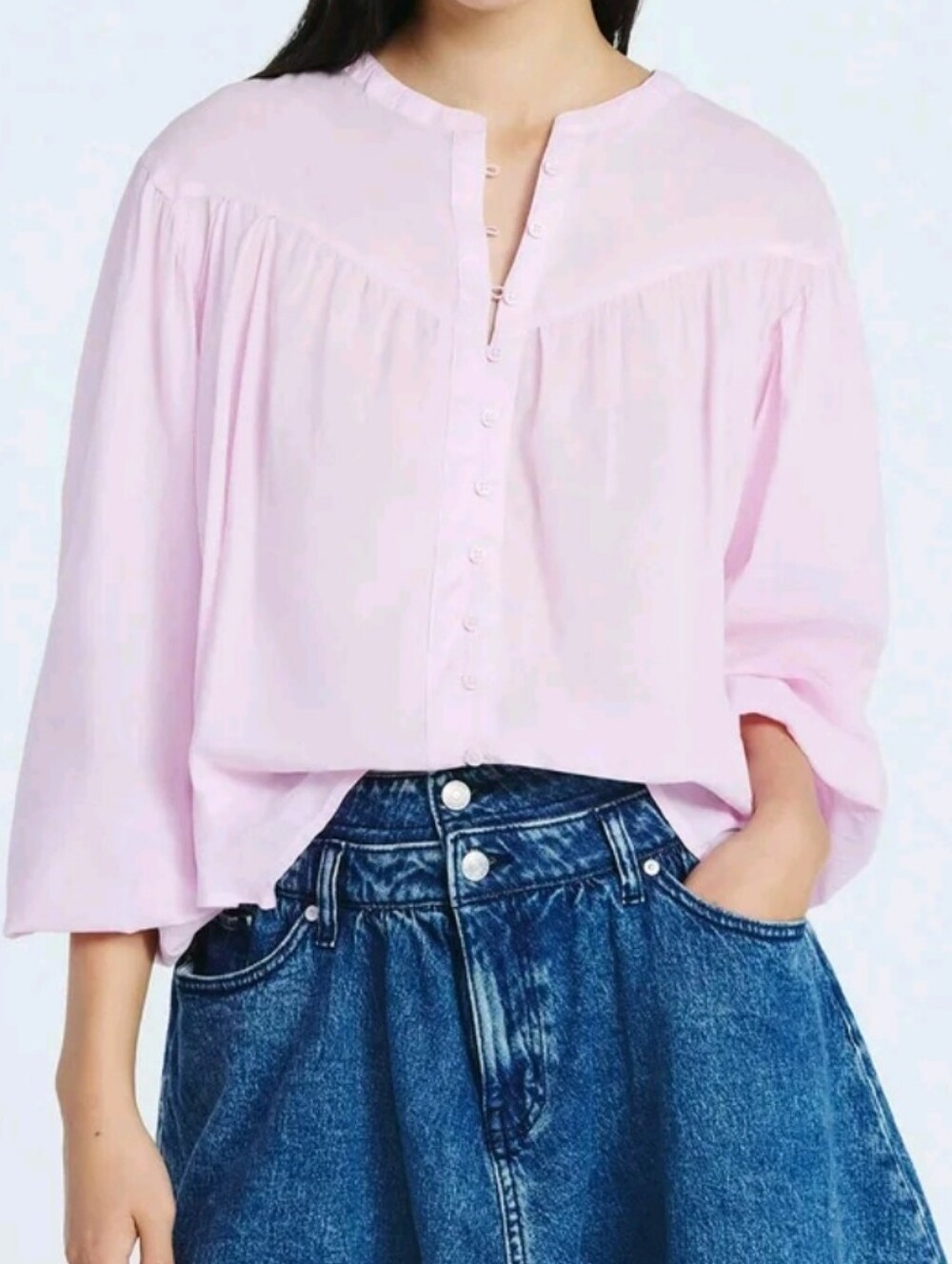 NWT Scoop Lightweight Pink Button-Down Cotton Blouse - XS